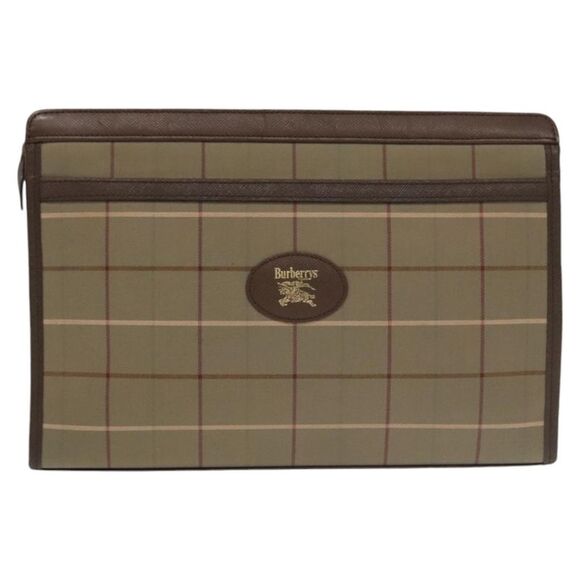 Burberry Brown Canvas Clutch Bag (Pre-Owned) - Picture 1 of 16